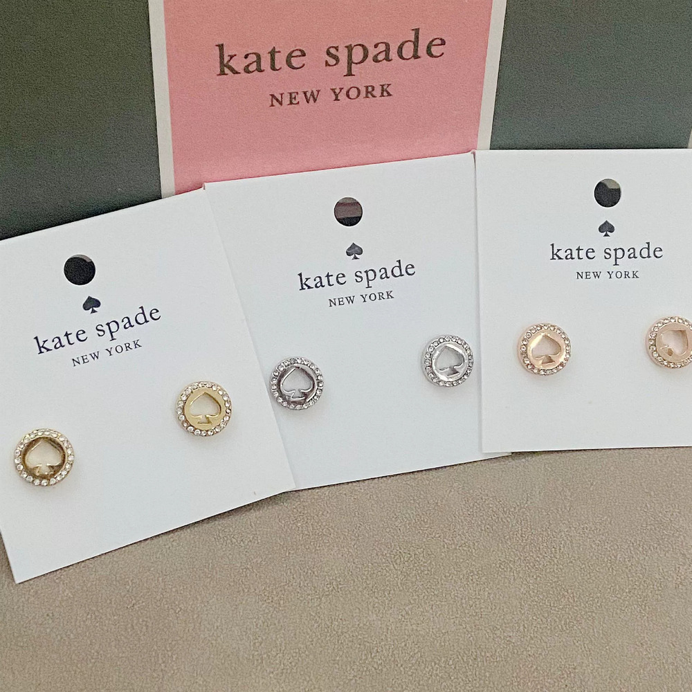 kate spade New Heart Hollow Zircon Earrings Rose Gold Classic